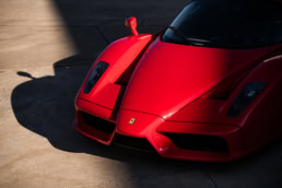 Ferrari Enzo front detail, commercial automotive photography Dallas, Texas
