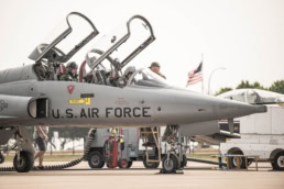 F5B Freedom Fighter with pilots in cockpit, AQRD aerospace photography Fort Worth, Texas