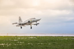 T-38 Talon U.S. Air Force jet landing, AQRD aerospace photography Fort Worth, Texas