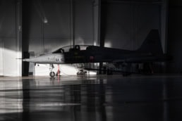 U.S. Air Force T-38 Talon in hangar, AQRD aerospace photography Fort Worth, Texas