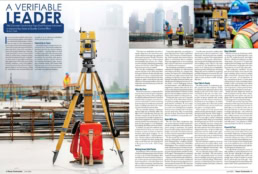 TAS Concrete Construction Topcon survey equipment magazine feature, commercial photography Houston, Texas