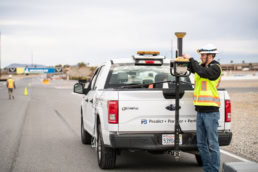 Topcon surveying equipment on Ford F-150 at Spring Mountain Motorsports Ranch, commercial photography Fort Worth, Texas