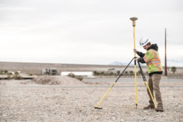 Topcon GPS surveying equipment setup, industrial photography Fort Worth, Texas