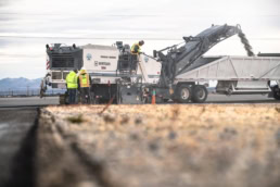 Wirtgen W 210 cold milling machine on road construction site, industrial photography Dallas, Texas