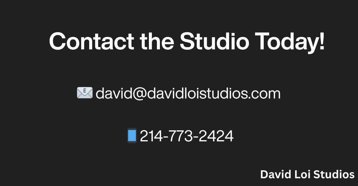 Contact David Loi Studios for product photography in Dallas, Texas — email and phone information