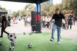 Aramco Formula 1 soccer kick activation at Circuit of the Americas, event photography Austin, Texas