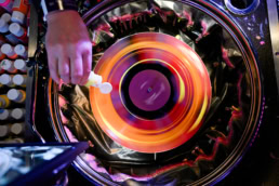 Spin art on vinyl record at Dallas event, event photography Dallas, Texas