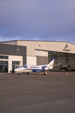 Cessna Citation parked at Jet Access hangar, aviation photography Dallas, Texas