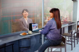 Dallas College Future-Self ad campaign showing student envisioning herself as paralegal, commercial photography Dallas, Texas