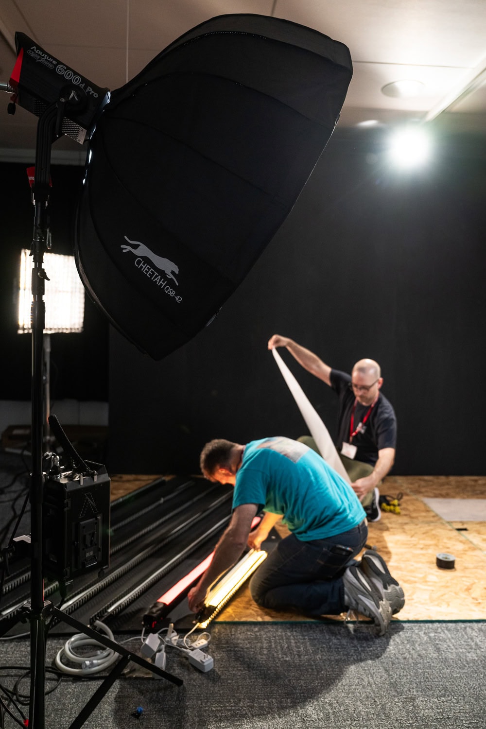 Crew working hard to build the set