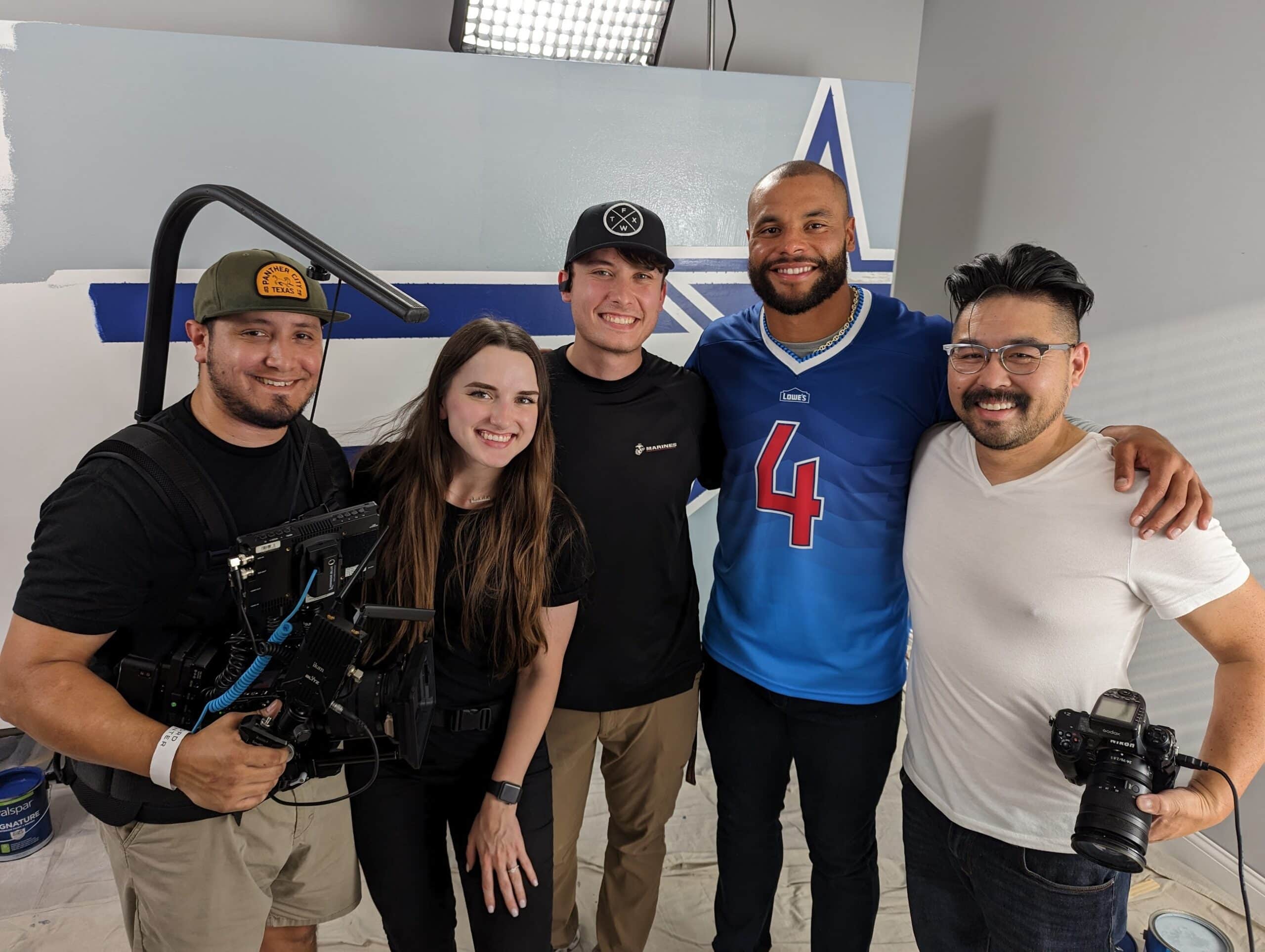 David Loi Studios production crew on set with Dak Prescott