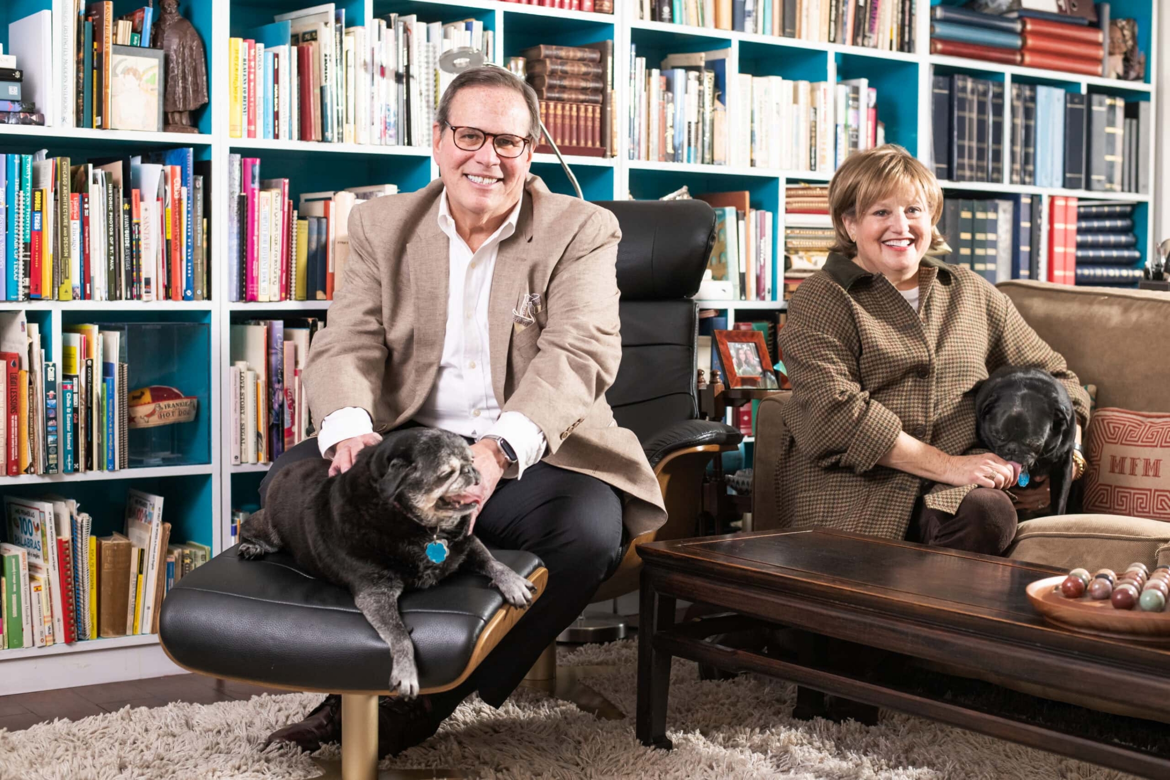 Couple relaxing at home with their dogs, authentic commercial lifestyle photography in Dallas, Texas by David Loi Studios